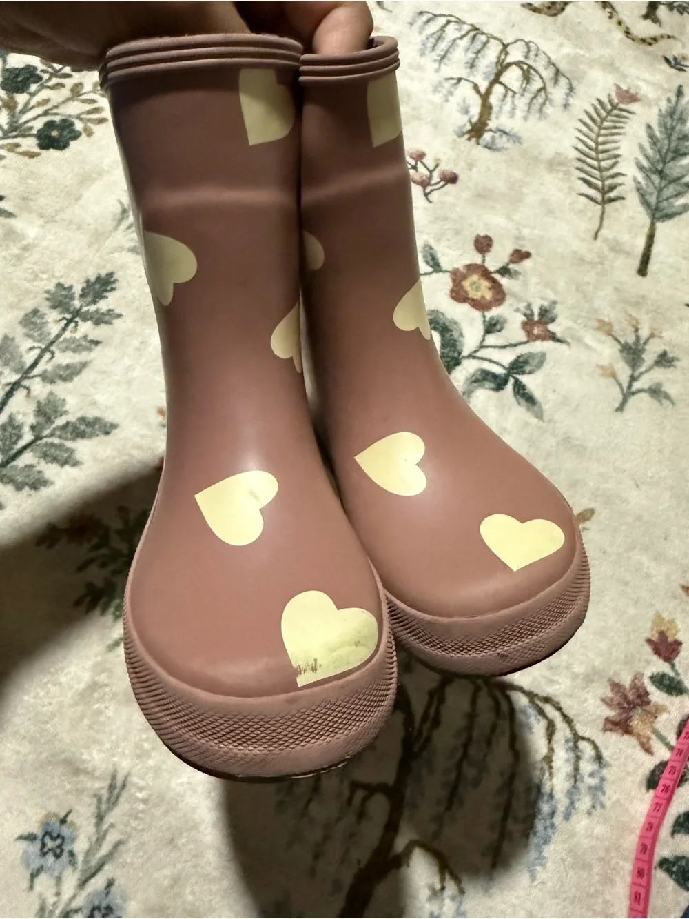 Zara Girls' Pink Heart Rain Boots 24
